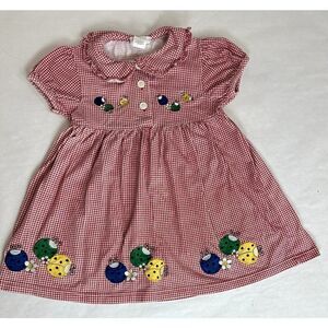 Vintage 1990s Buster Brown Embroidered Ladybug Dress - Girls Size 5